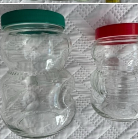 Kraft Glass Bear Peanut Butter 1980s Vintage Jars Red and Green Lids Piggy Bank - Picture 7 of 10